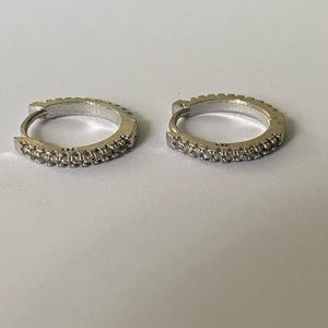 Both side cz stones hoops earrings 925 silver